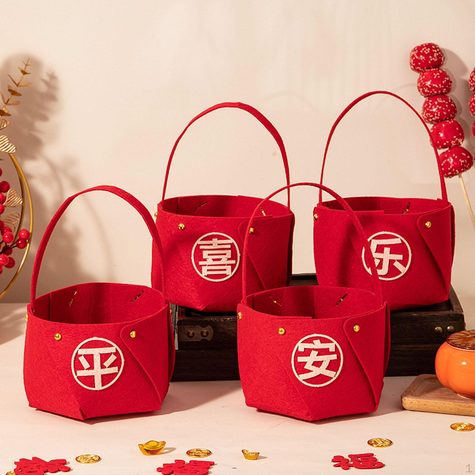 4 шт. Китайские годовые корзины с фруктами Lucky Tube портативная красная ручная корзина для Style E
