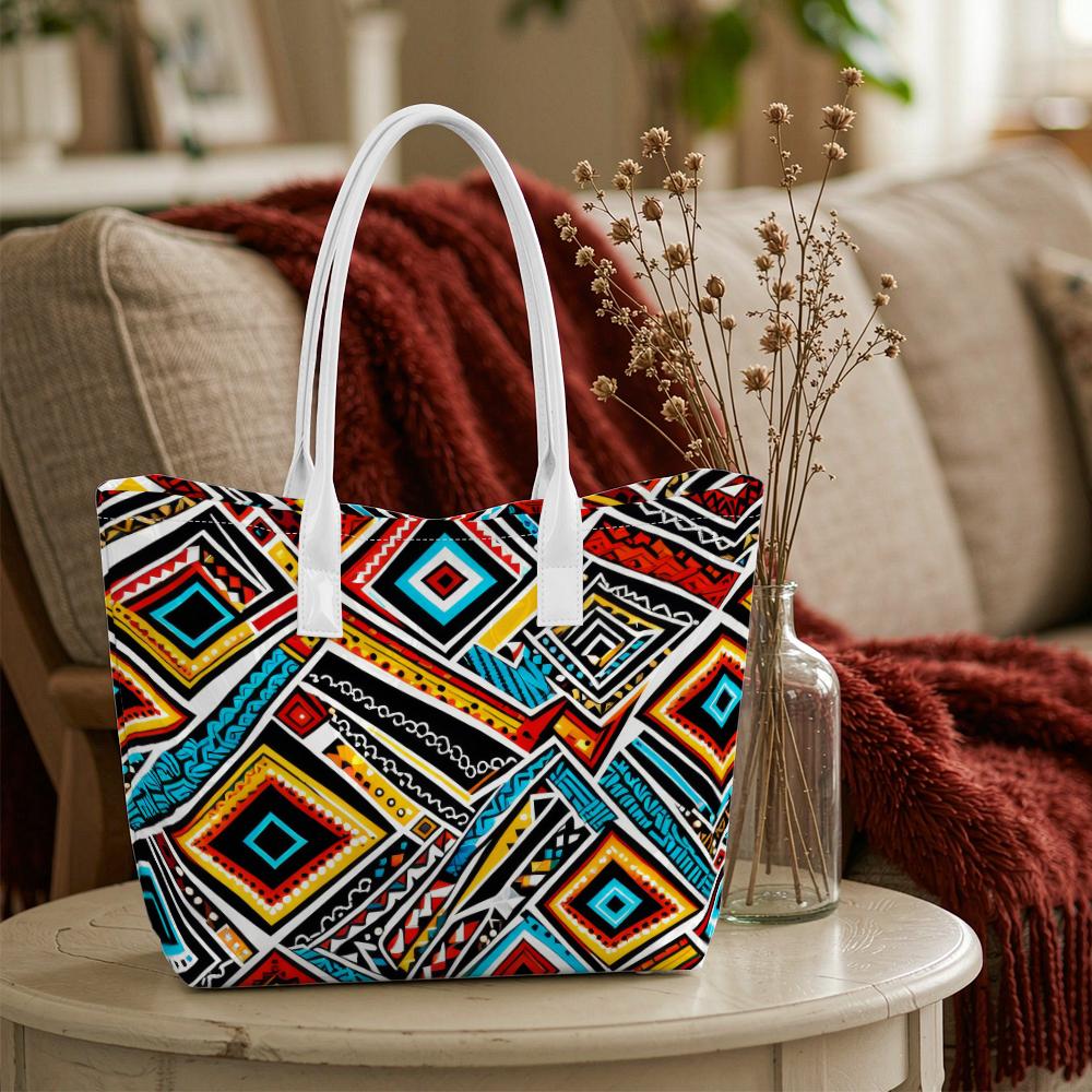 Bohemian Geometric Pattern Tote Bag Fashion Casual Large Capacity Daily Ladies Shoulder Handbag
