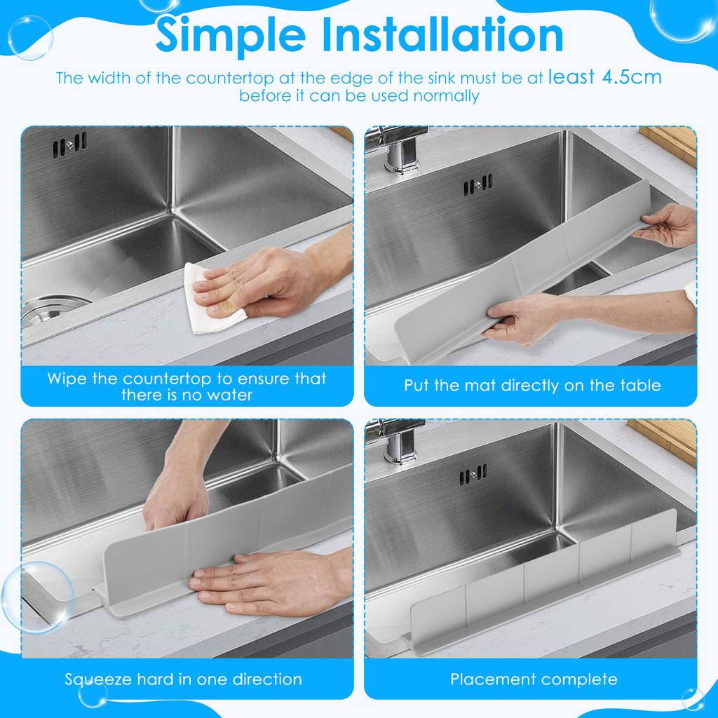 23″ Sink Water Splash Guard Silicone Kitchen Sink Water Baffle Plate with Non Slip Strong Suction Cups Sink Baffle Splash Guard