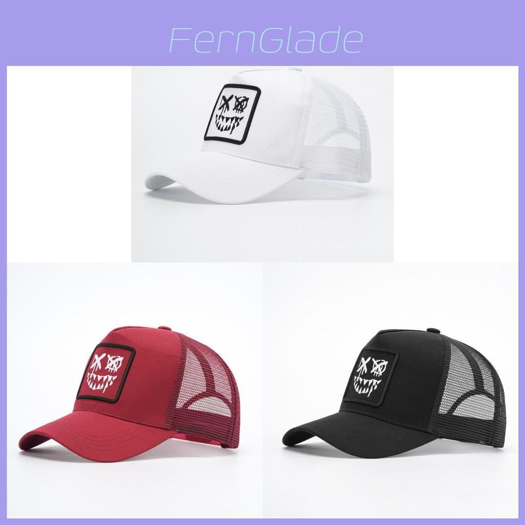 Xx Smiley Face Summer Breathable Mesh Cap With Embroidered Letter Design For Casual Wear
