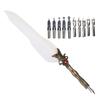 Feather Pen Craft Retro Carved Stainless Steel Dip Pencil for Signature Gift Table DecorationWhite