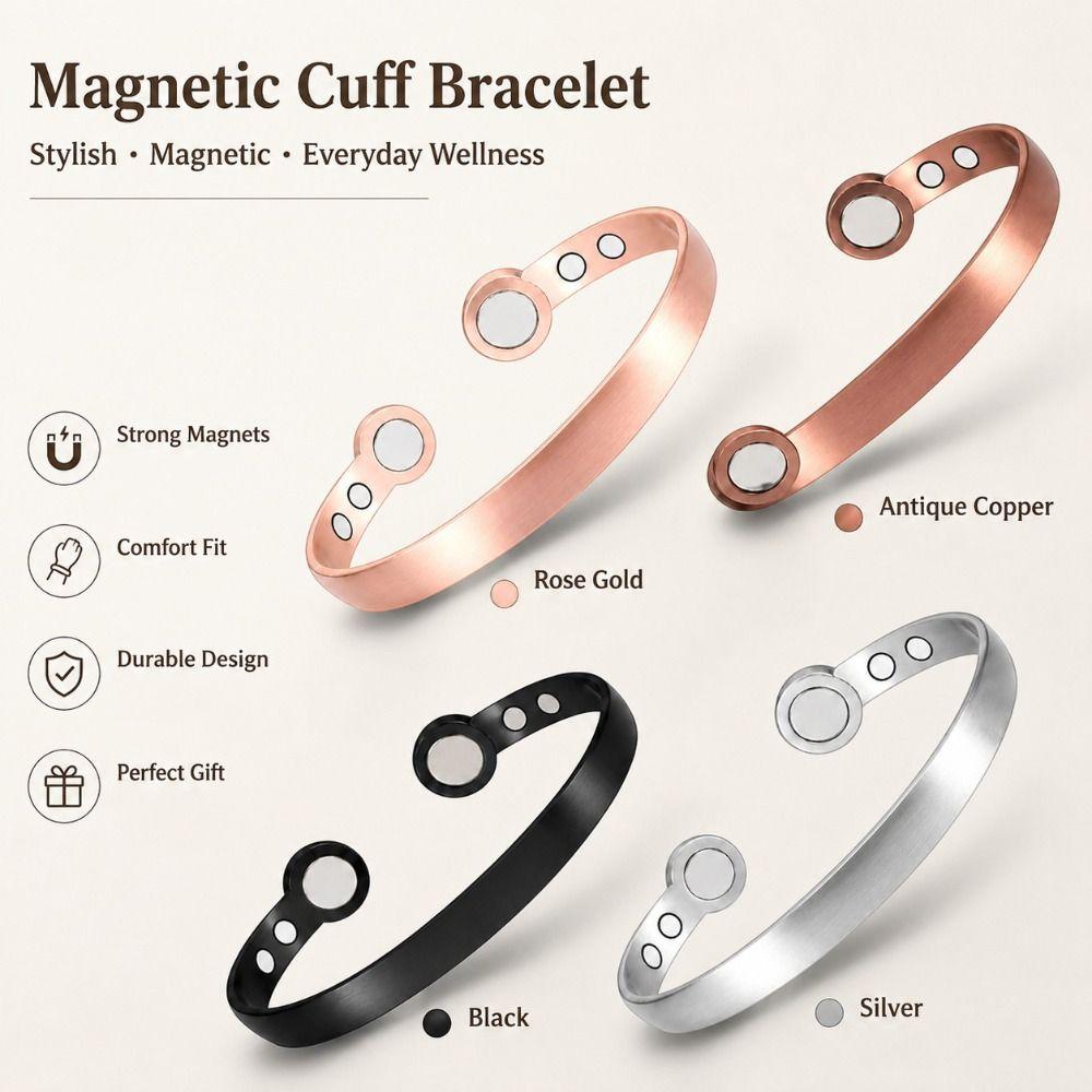 Simple Magnetic Energy Wristband Comfortable To Wear Cuff Bracelets Daily Use