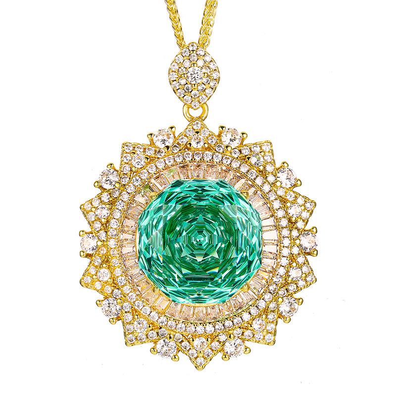 Jewelry Copper Bottom Gold Plated Rose Chepala Green Sunflower Gold Pendant Main Stone 18Mm