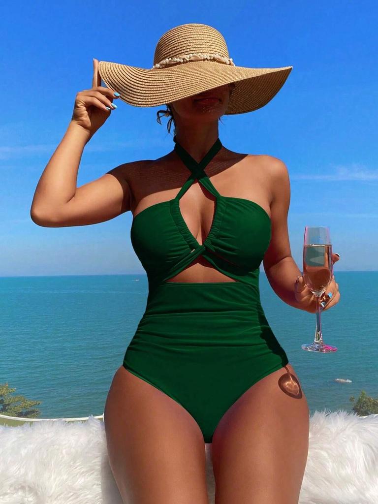 2025 European & American Sexy Tie-up One-piece Swimsuit Bikini