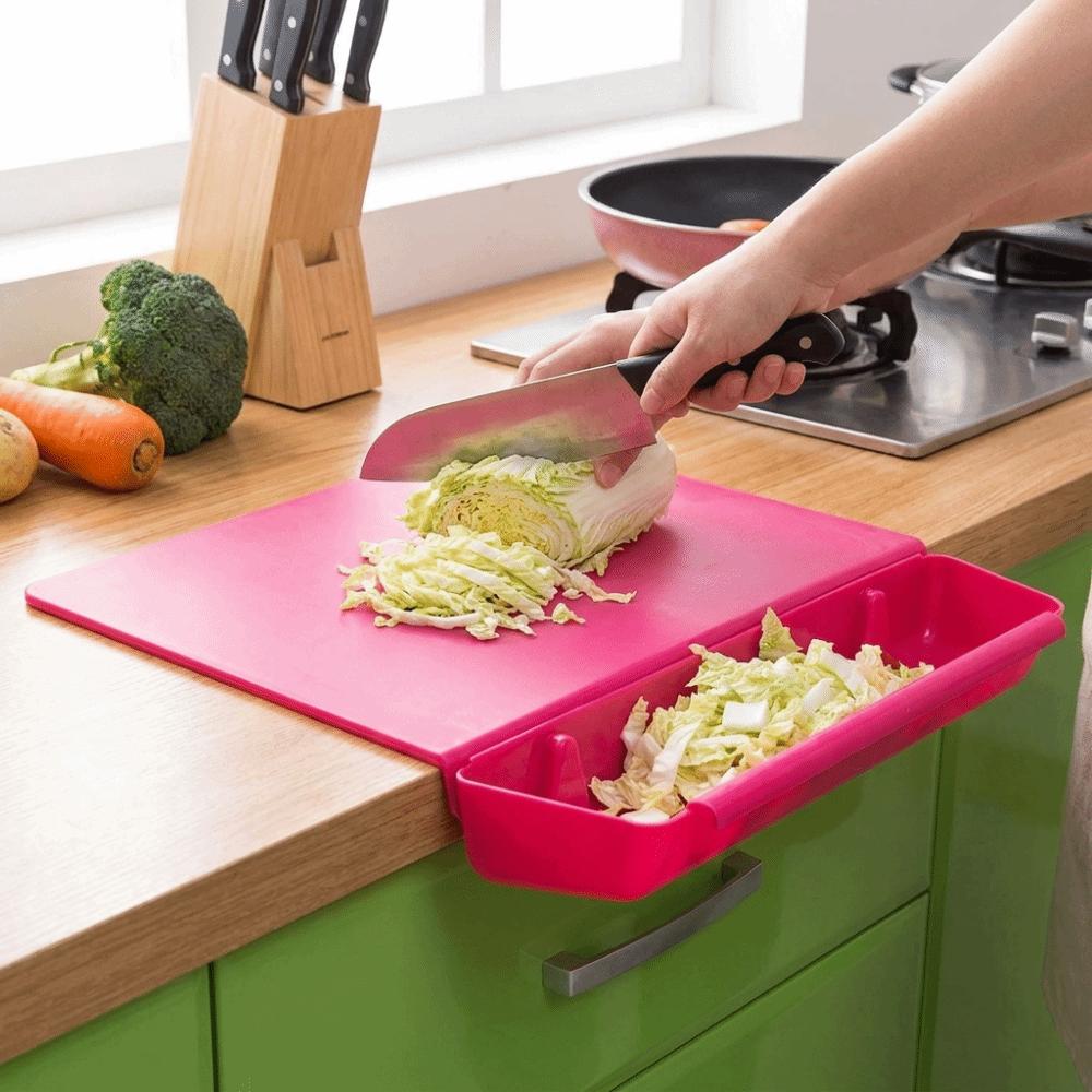 2-in-1 Vegetable Cutting Board Thicken Plastic Food Container Food Preparation