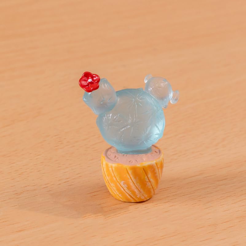 JOINPAYA Miniature Cactus Figurines, Set of 6, Glow-in-the-Dark Resin, for Interior Decoration, Car Decor, Dollhouse, Terrarium, Bonsai, Miniature