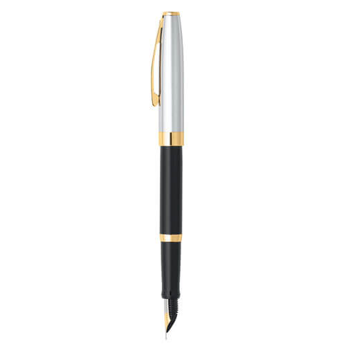 Cross Segaris Black Fine Fountain Pen w/ Chrome Cap & Gold Trim