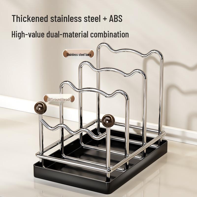 Stainless Steel Kitchen Rack for Plates, Cutting Boards, Pot Lids, and Draining Pans