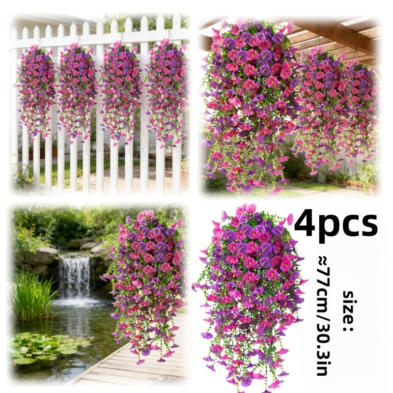 

4pcs Artificial Morning Glory Flowers, Purple + Red Lotus, Suitable For Outdoor Gardens, Love Dates, Wedding Decorations, Easter, Ramadan, Valentine 4pcs