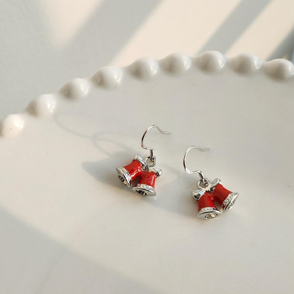 Festive Christmas S925 Silver Needle Women's Drop Glaze Earrings - Elegant Holiday Jewelry.