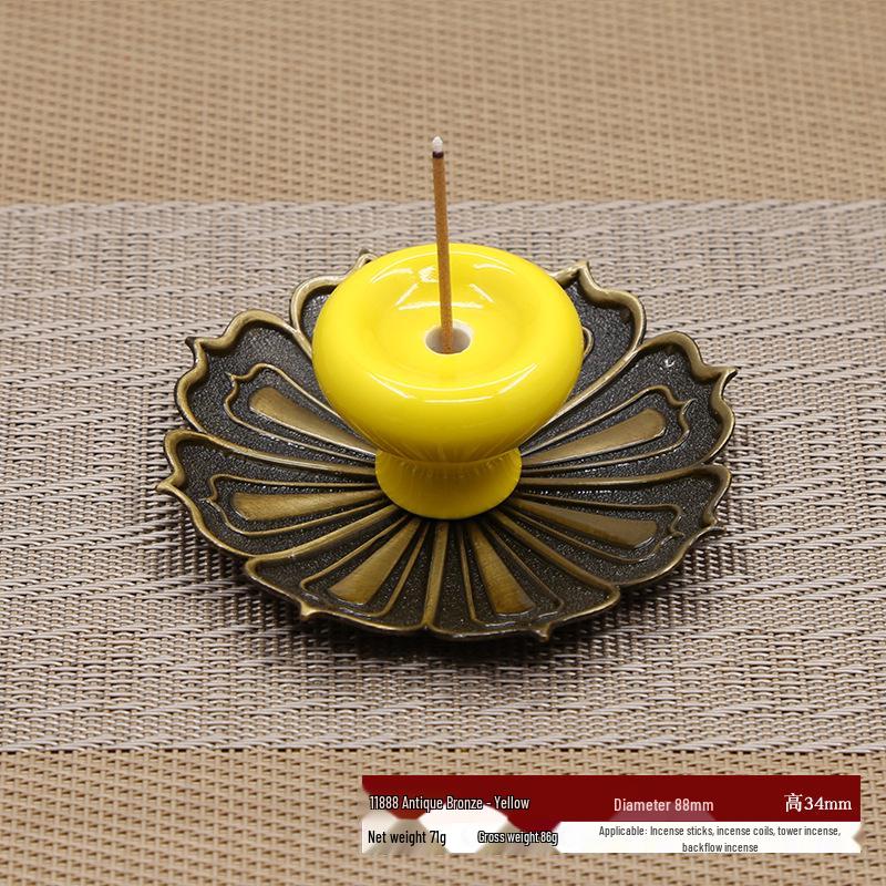 Ceramic Backflow Incense Burner & Holder: Japanese Ornament for Buddha Incense Sticks & Lotus Coil.