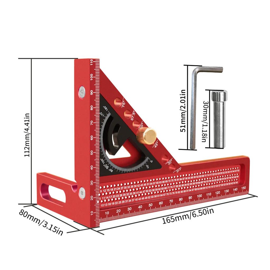 2-in-1 Carpentry Set Square and Small Triangle Ruler Combination Set - 3D Multi-Angle Framing Square Protractor Rafter Square