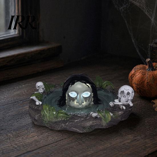 Durable Resin Ashtray Halloween Scary Ghost Ashtray, Spooky Water Skull Haunted House Decor Ash Tray for Living Room, Home Office Desk