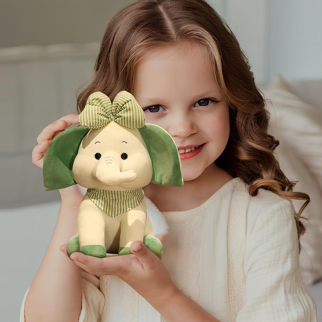 Cute Baby Elephant Doll Plush Toy Soft Cute Flower Knot Elephant Rag Doll Doll