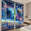 2Pcs Space Galaxy Curtains Universe Nebula Galaxies Solar Planet Suitable For Bedroom Living Room Dining Room And Bathroom