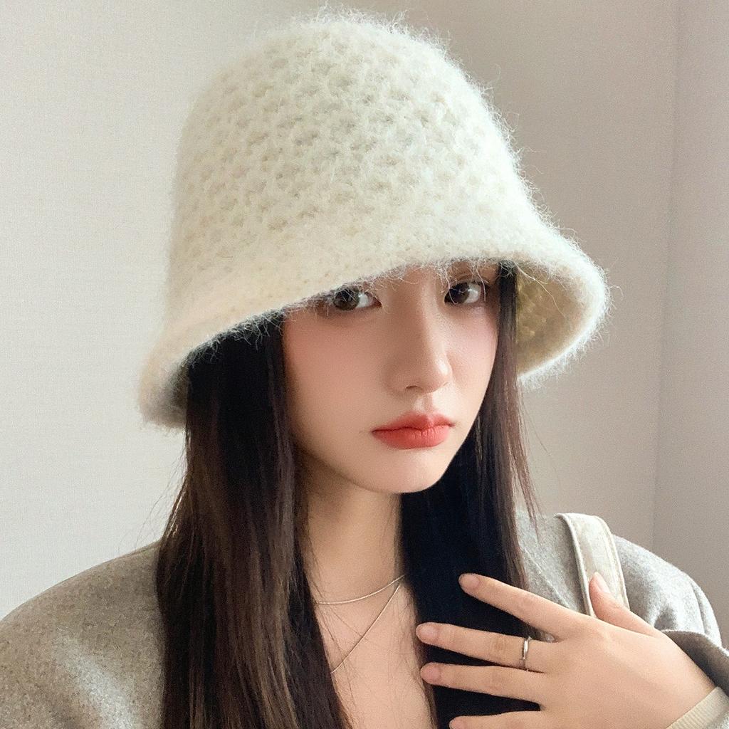 Autumn and Winter New Plush Bucket Hat Women Cold Warm Simple Basin Hat
