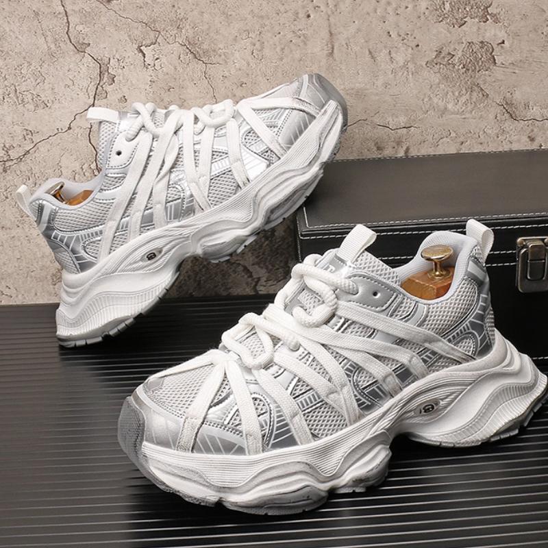 Fashion Trendy men's shoes: Breathable mesh shoes, retro distressed casual sports shoes, thick-soled dad shoes for men   b 29