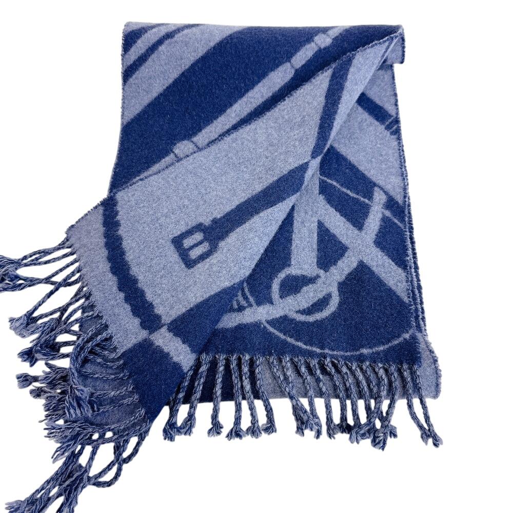 HERMES cashmere Click crack Scarf Navy cashmere Used