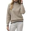 Women Half Turtleneck Color Block Long Sleeve Knitted Loose Pullover Sweater Casual Bottoming Top