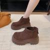 Platform Block Heel Single Boots Autumn New Round Toe Suede Rear Zipper Anti-Slip Wear-Resistant Short-Thigh Boots