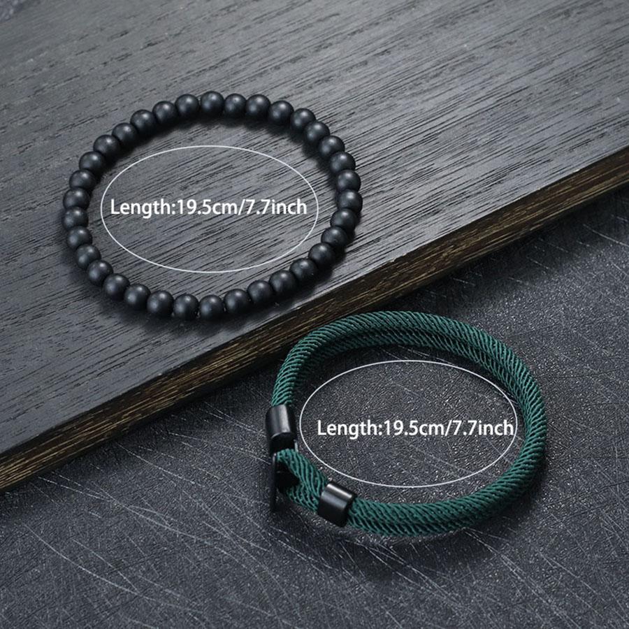 2 Buc/Set Piatră Onix Natural 6mm Brățară Bărbătească Simplă Margele Frânghie Milan Set Brățară Fashion Bărbați Femei Cuplu Bijuterii Alamă