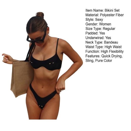 2 Stück/Set Damen Bikini Set Brustpolster Stahlbügel Verstellbare Träger BH High Waist Unterteil Set Schnelltrocknend Bademode