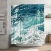 Ocean Wave Shower Curtain Blue Sea Beach Bathroom Decor Waterproof Fabric Liner Backdrop