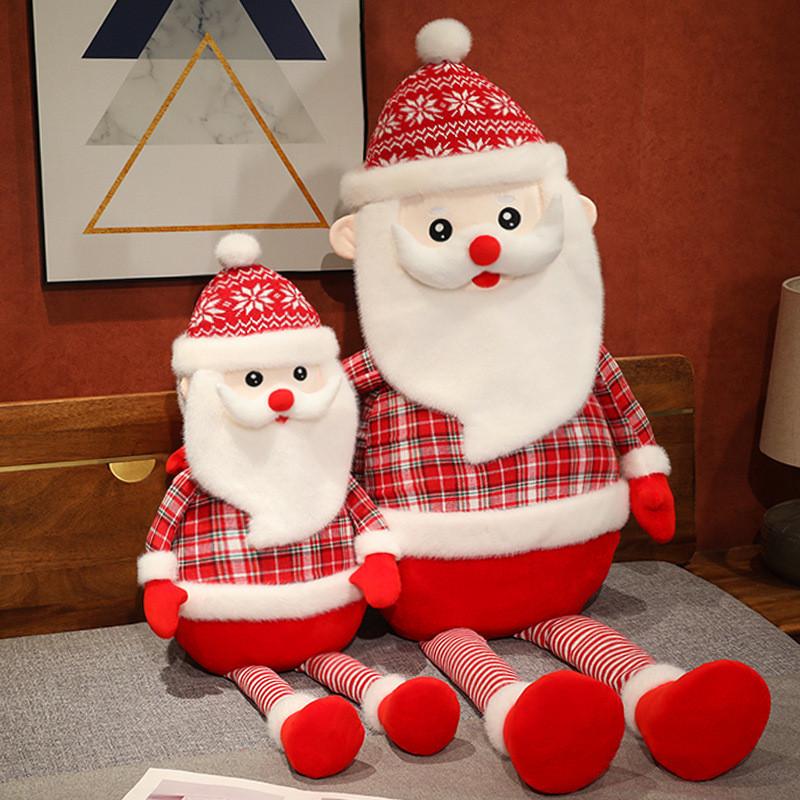 Creative Plush Santa Claus Doll With Long Legs Soft Cotton Outfit For Festive Decor