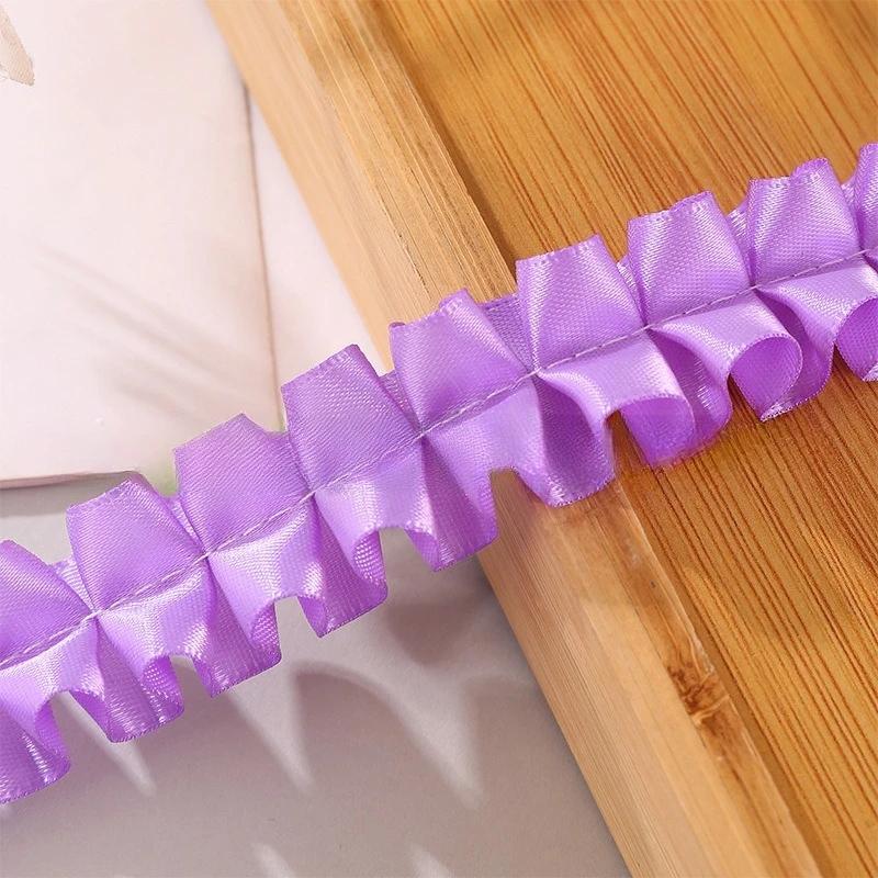 

25MM Single Color Double Lace 40Meter Fold Lotus Leaf Skirt Edge Ruffled Flounces Bows Ribbon Hair DIY Handmade Material 40Meter