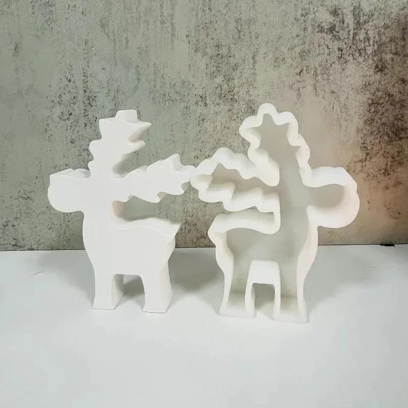 New Christmas Elk Ornament Silicone Mold DIY Christmas Deer Scented Plaster Candle Mold Resin Crafts Making Tools For Home Decor