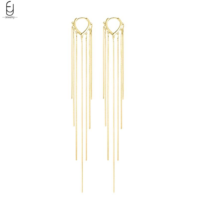 925 Silver Needle Luxury Long Chain Tassel Crystal Stud Earrings For Women Exquisite Pendant Gold Earrings Fine Jewelry