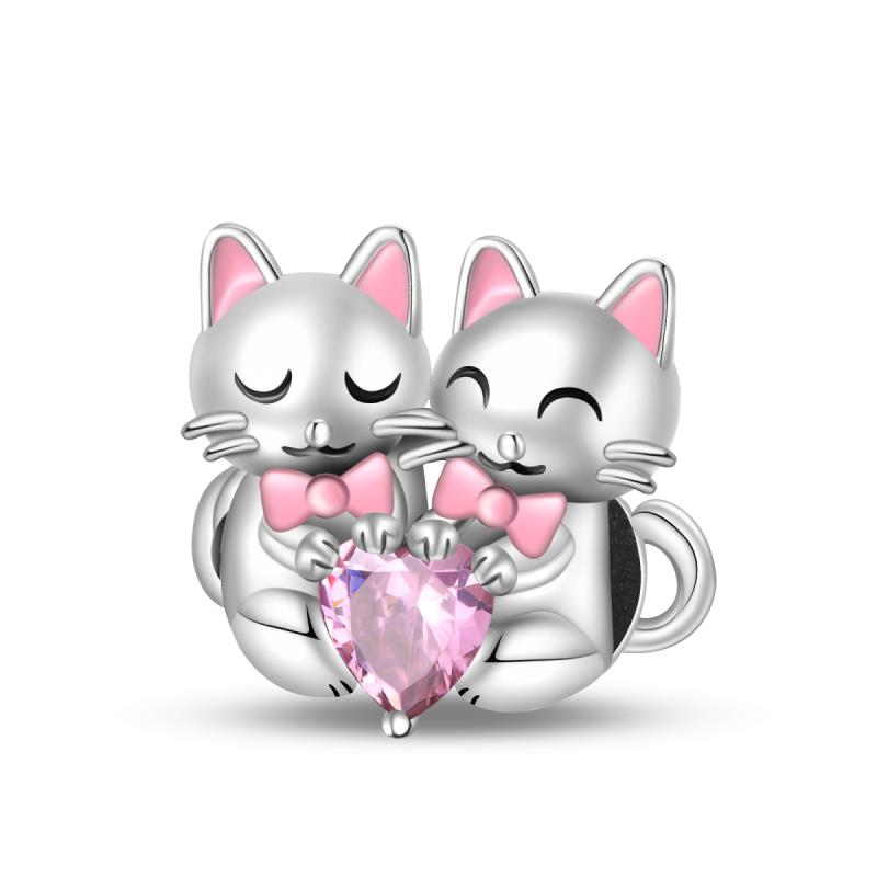 Compatible With Pan Authentic Original Bracelets Cute Pet Kitten Puppy Sheep Cute Colored Zircon Bead Components Do It Yourself High Quality Fine