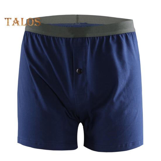 Men Boxer Underwear Mid-rise Elastic Waistband Front Button Decor U-Convex Shorts Panties Comfortable Sleepwear Daily Wear