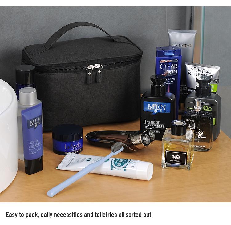 Vielseitige wasserdichte Kultur- und Make-up-Tasche für Reisen, Fitness und den täglichen Gebrauch - Unisex, einfarbig, tragbar, großes Fassungsvermögen.