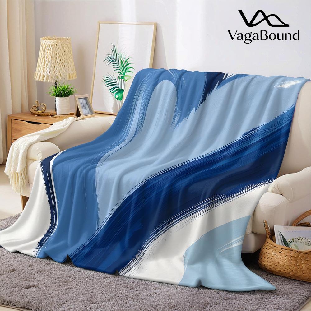 Indigo Brush Heart Flannel Blanket Warm Soft Halloween Christmas Couch Warm Cozy Decorative Decor Gift for All Season