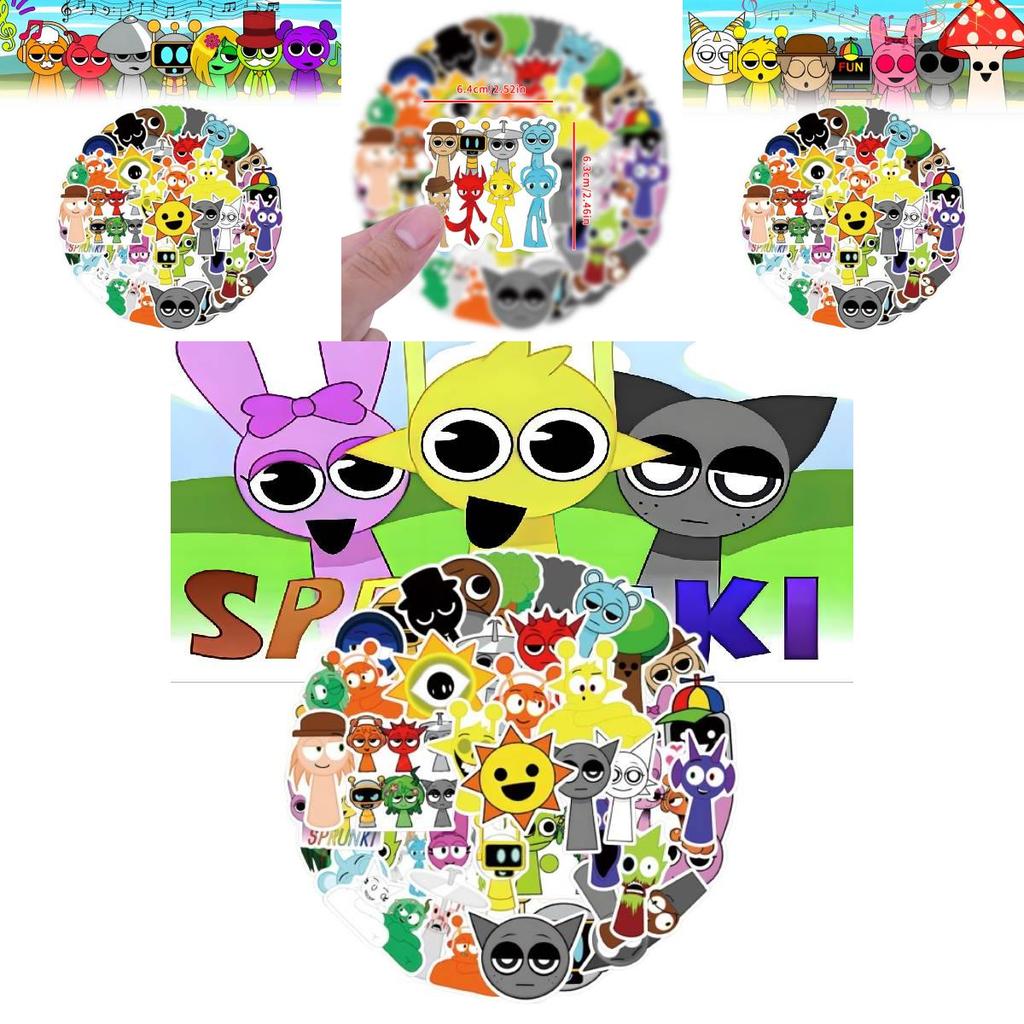55 Piece Incredibox Sprunki Cute Style Waterproof Stickers For Creative Decoration