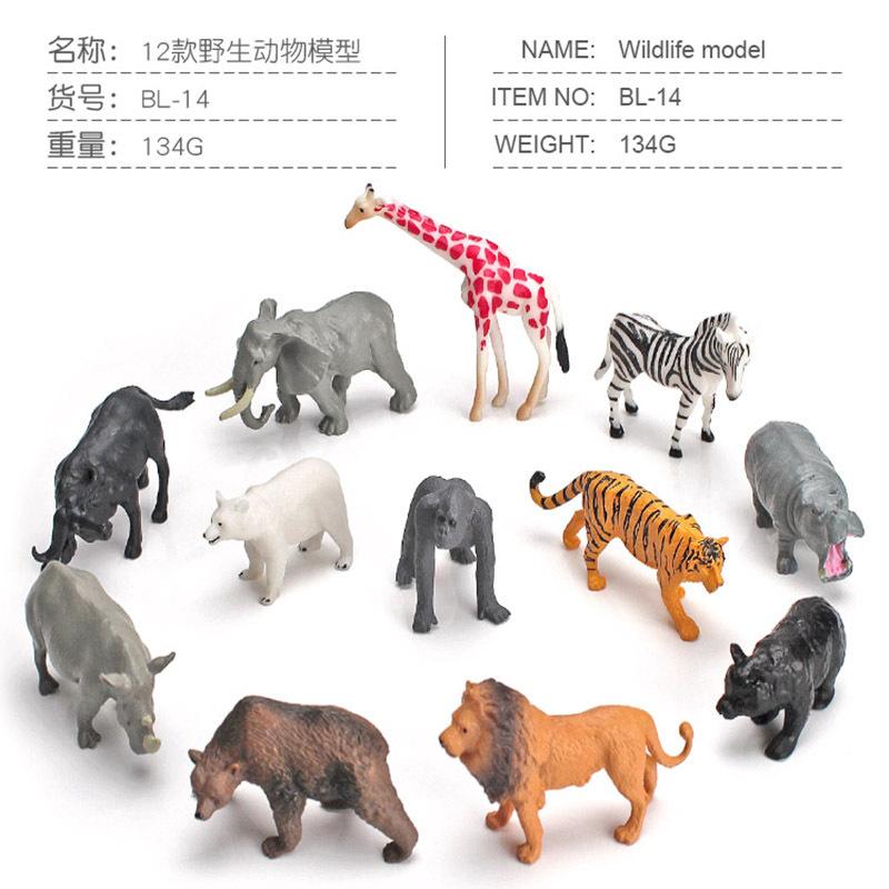 Mini Simulation Forest Animal Model Giraffe Tiger Lion Zoo Static Ornament Toy