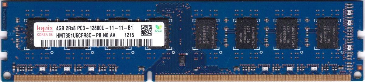 

Hynix 4GB 1600MHz Unbuffered CL11 DIMM by Hynix PC3-12800 DDR3- non-ECC 240-Pin HMT351U6CFR8C-PB [product]
