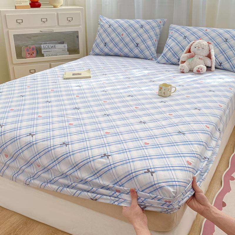 Class A Pure Cotton Mother and Baby Fitted Sheet In Fresh Style - Washed Cotton Mattress Protector Three-Piece Set