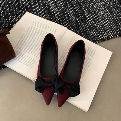 Französische Ballerinas kleine duftende Einzelne Schuhe Damen 2024 neu Herbst und Winter Schleife Abend Sanfte Schuhe Weichsohlige Doudou-Schuhe