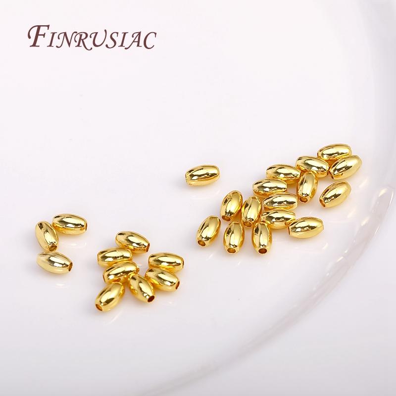 Rice Shape Beads For Jewelry Making Supplies DIY Findings Accessories 3X5MM 18K Gold Plated Oval Spacer Beads