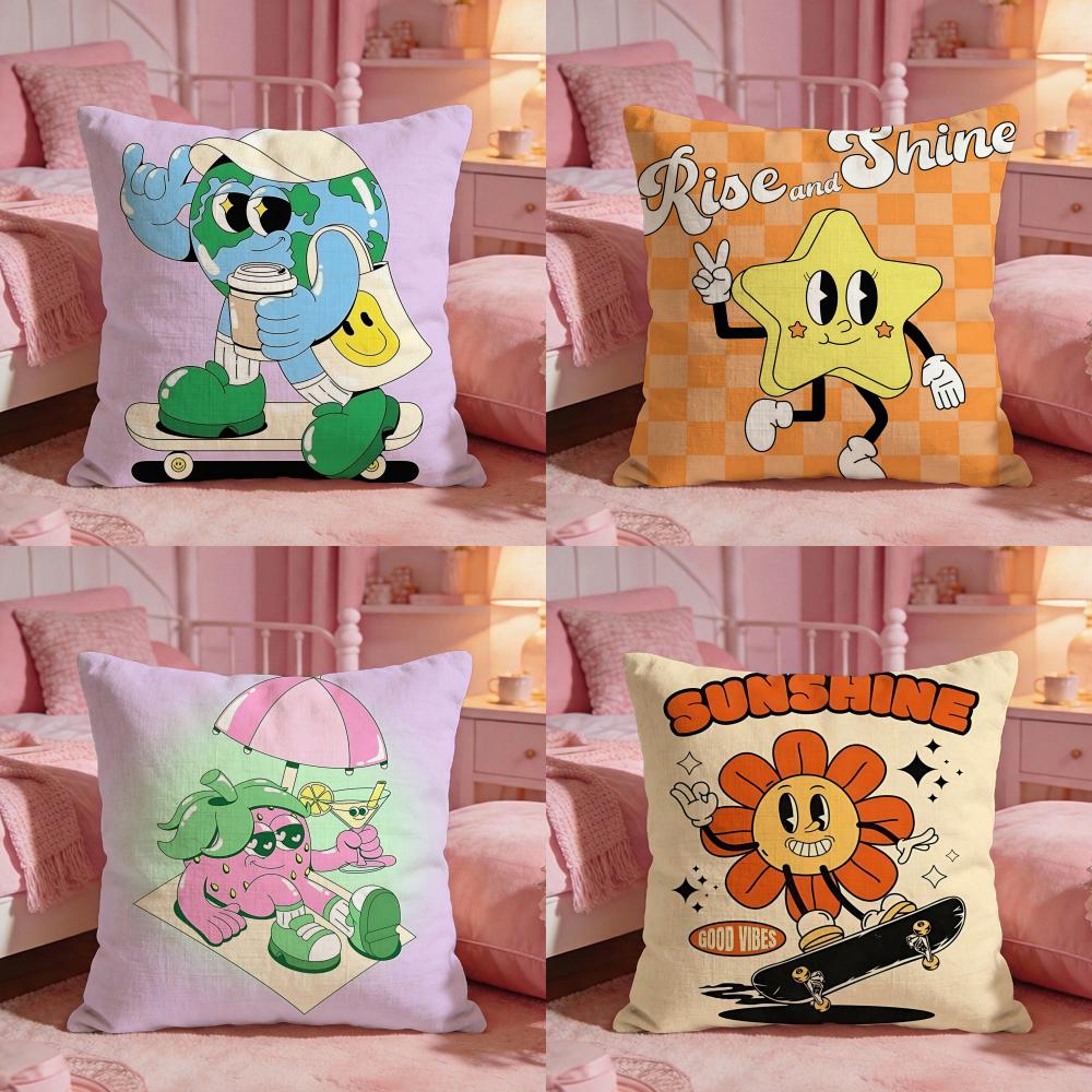 ArtCartoon Big EyesS Cushion Cover Premium Comfort Reversible Pillow Cove Two in One Design for Any Room Car Interior