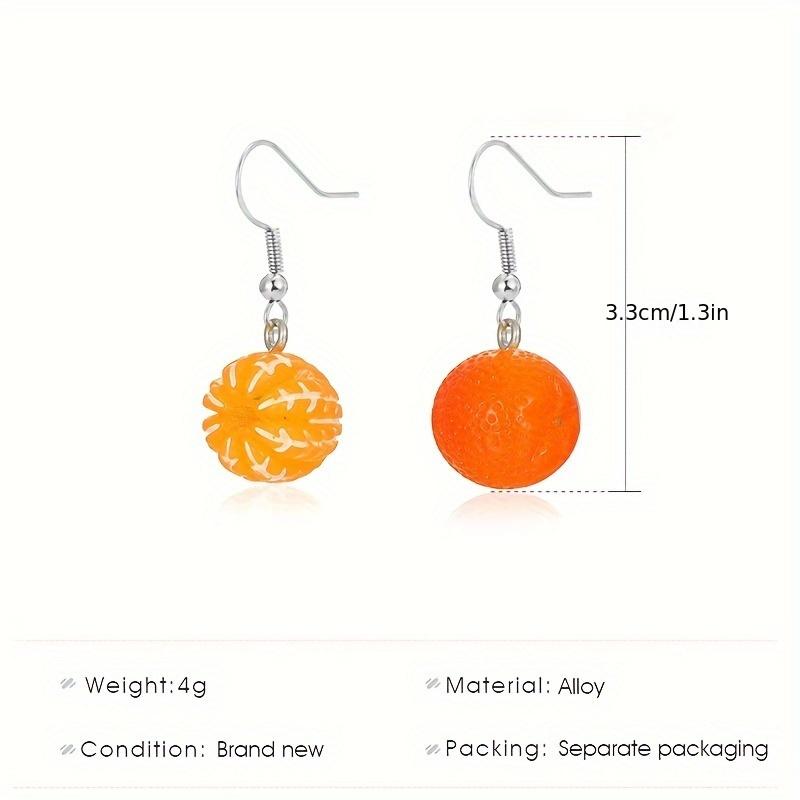 Fruit pendant earrings for women, fashionable and personalized creative colored orange earrings for Men's versatile earrings