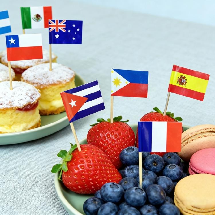 100Pcs National Flag Toothpick Cakes Picks Cupcake Top Decoration For Sweets Desserts Display And Festival Celebration