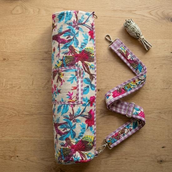 Yoga Bag usalover925 Multicolor Quilted Cotton Bird Print Yoga 33