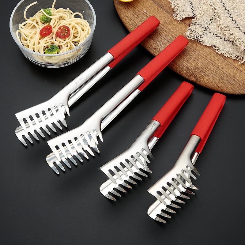304 Stainless Steel Kitchen Tongs: Food, Pasta, BBQ, Spaghetti, Bread, Vegetables