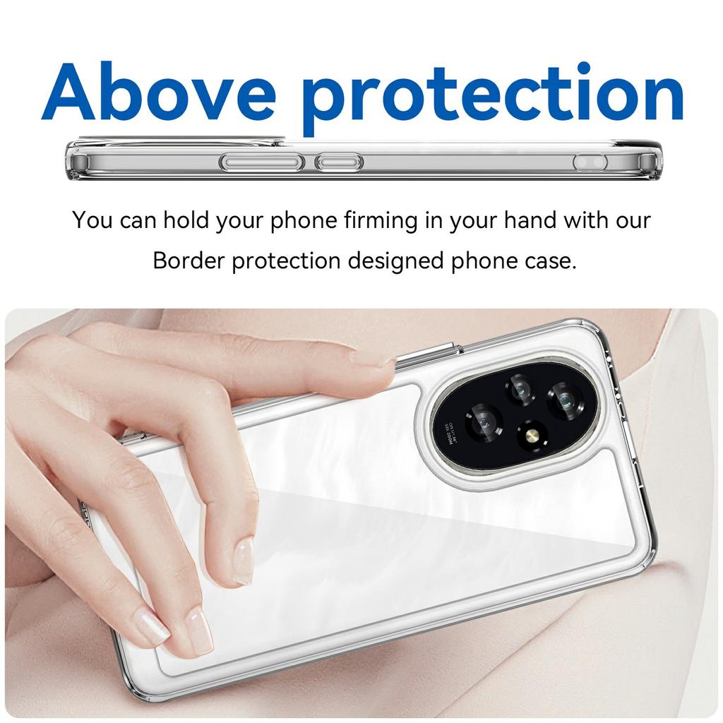 WANLONFENG MF Series for Honor 200 5G Case TPU+Acrylic Clear Phone Cover with Tempered Glass Film