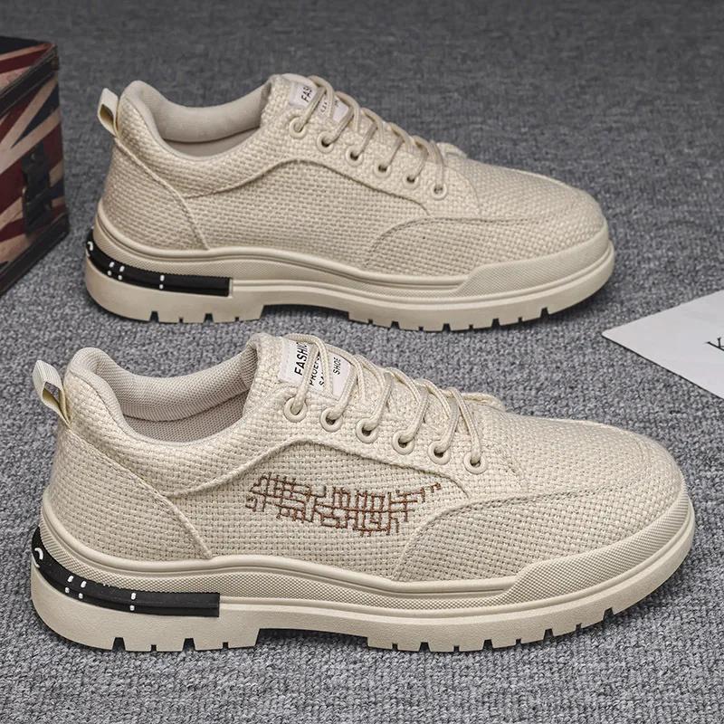 

Breathable Casual Shoes for Men Fashion Men s Canvas Board Shoes Wear-resistant Male Platform Sports Shoes New 39