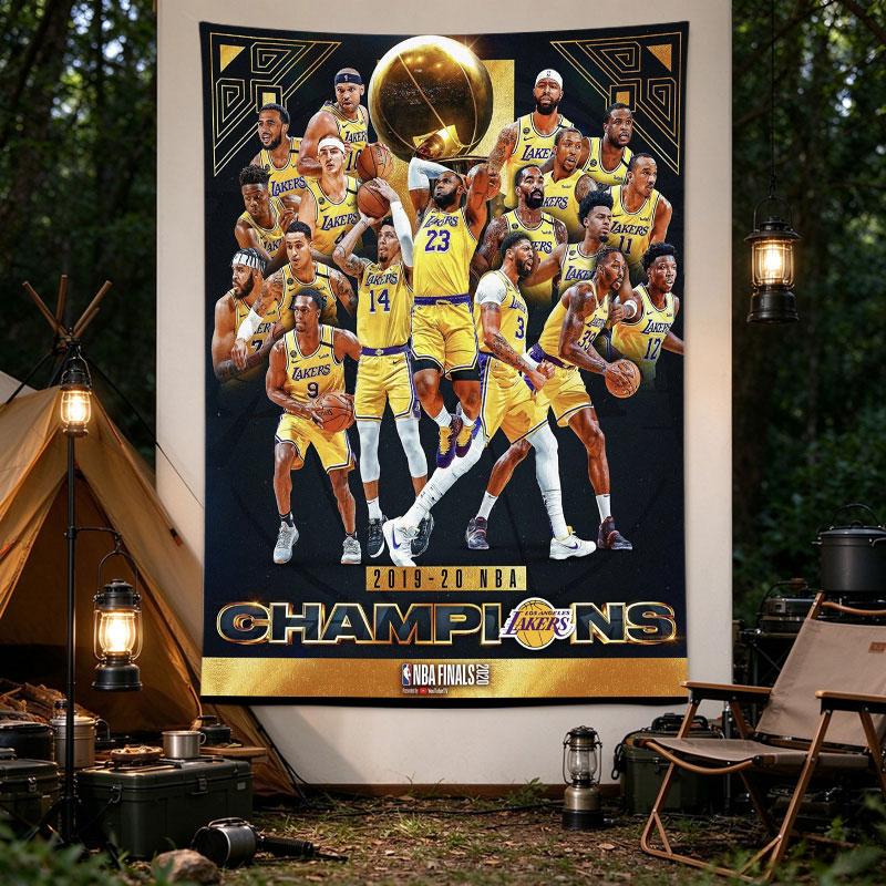 Los Angeles Lakers 2020 NBA Champions Poster LeBron Davis Trophy Gold Team
