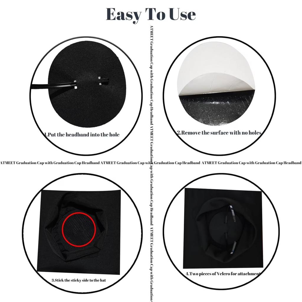 Graduation Retention Headband: Fastener For Securing The